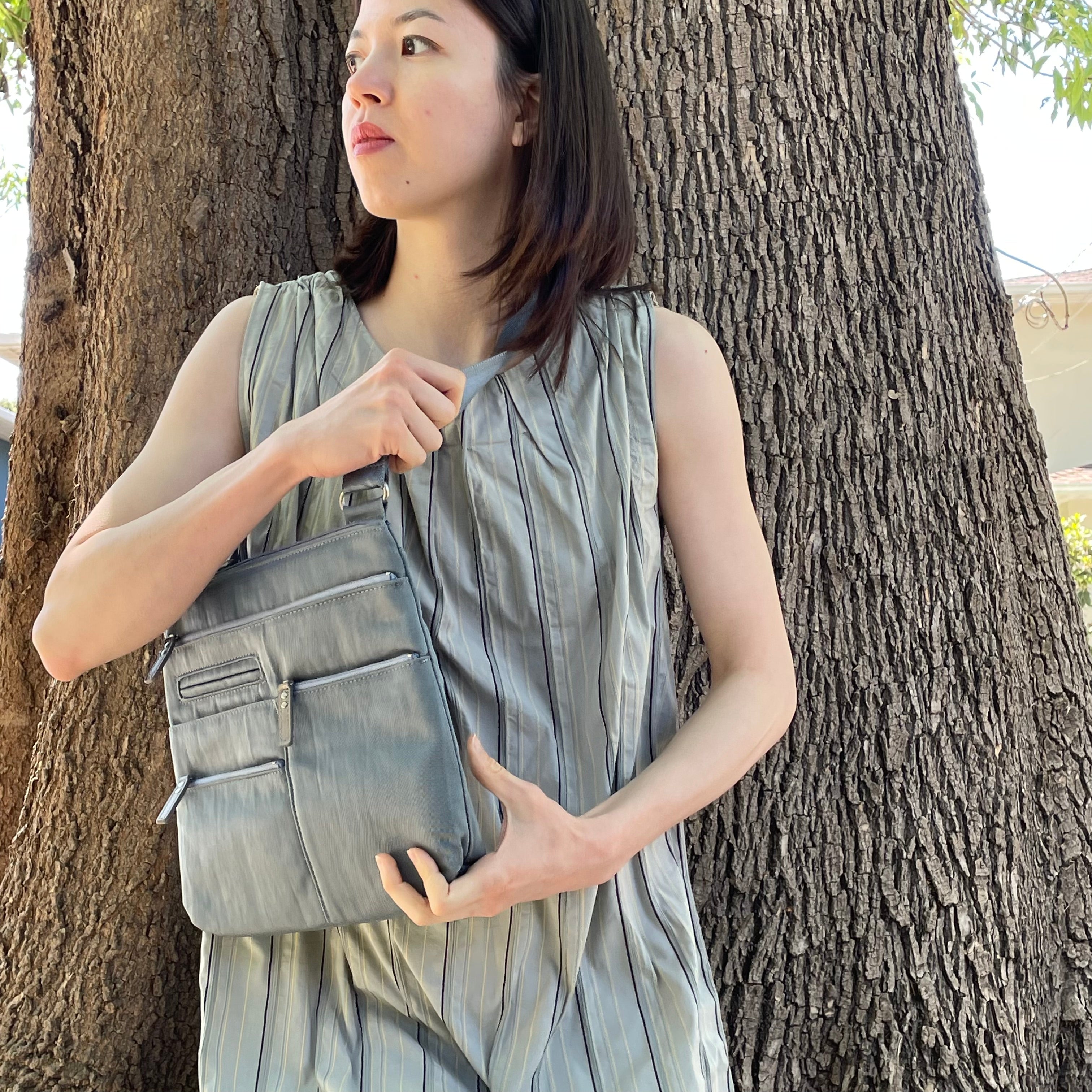 NICO - Mist x Grey | Multi-Pocket Shoulder Bag | Small